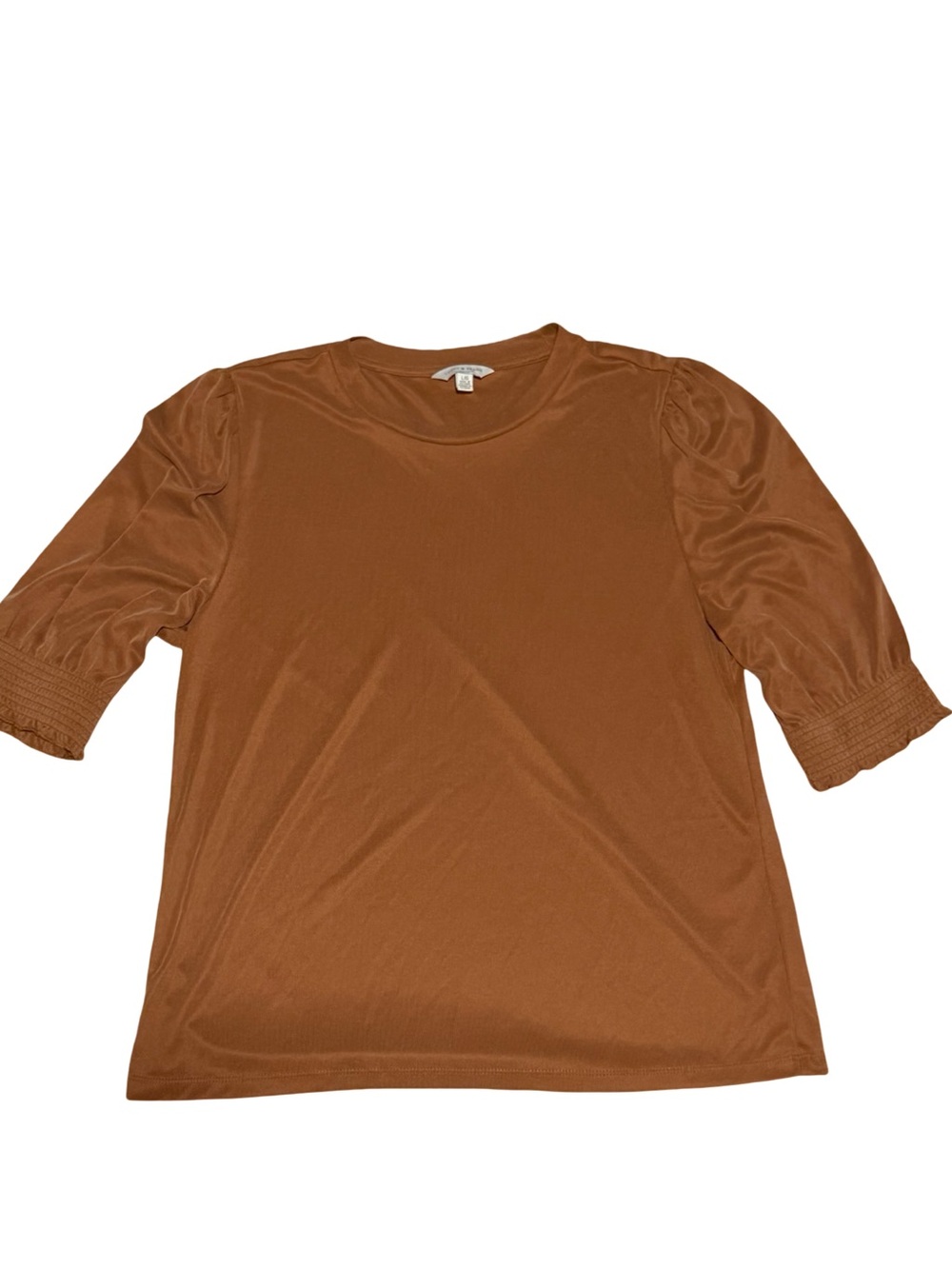Lucky Brand Puff Sleeve Knit Top Brown Large
